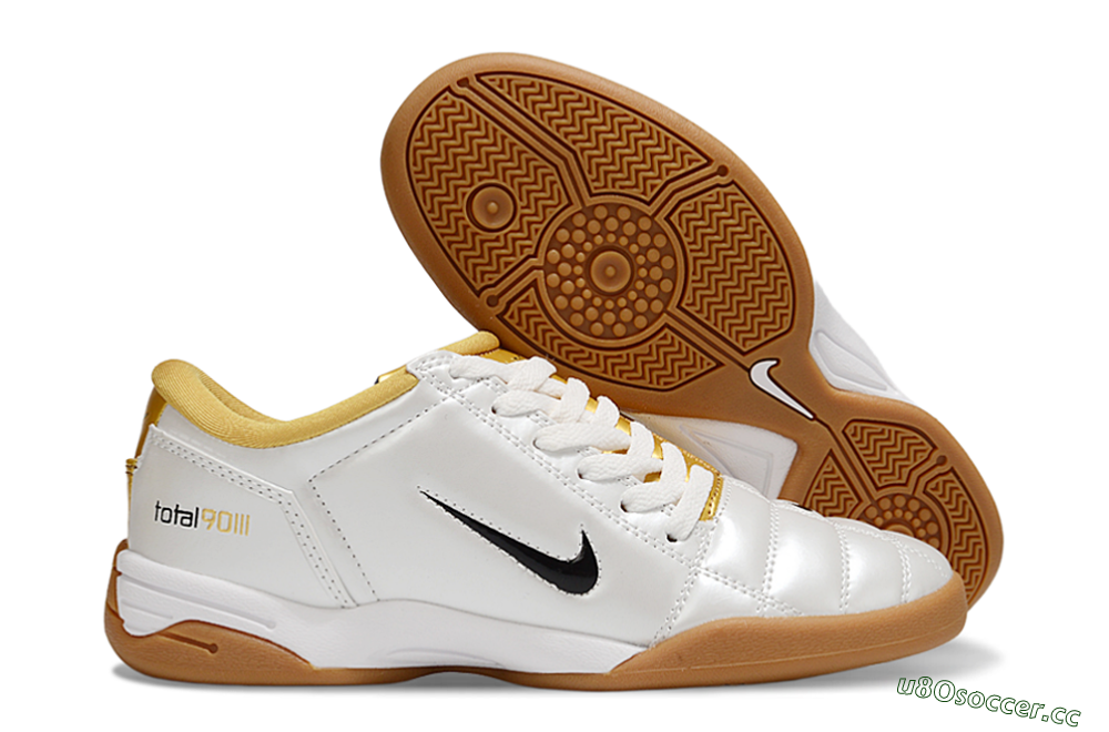 Men's Nike Total 90 III IC Indoor & Futsal Low-Tops Football Shoes - White/Black/Yellow 2