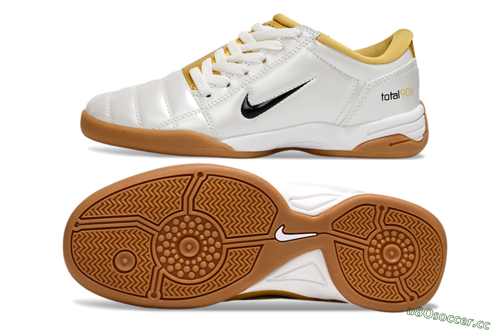 Men's Nike Total 90 III IC Indoor & Futsal Low-Tops Football Shoes - White/Black/Yellow 1