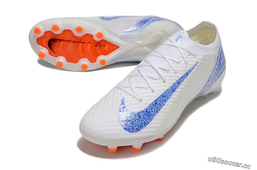 Men's Nike Air Zoom Mercurial Vapor 16 Elite AG Artificial Grass Low-Tops Football Boots - White/Blue 3