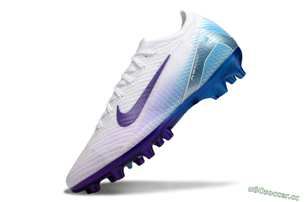 Men's Nike Air Zoom Mercurial Vapor 16 Elite AG Artificial Grass Low-Tops Football Boots - White/Purple/Jade 5
