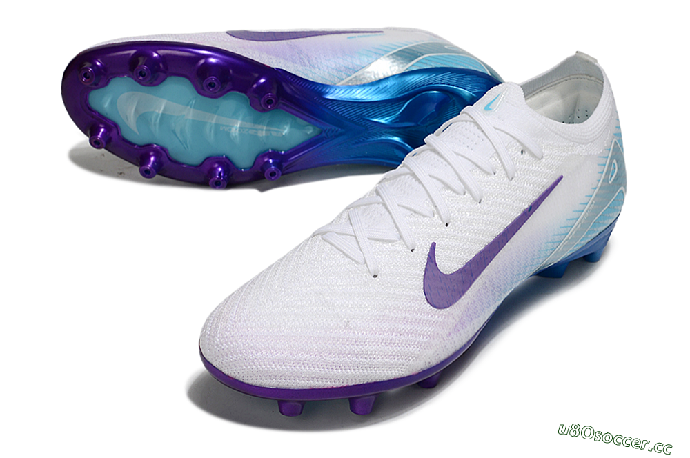 Men's Nike Air Zoom Mercurial Vapor 16 Elite AG Artificial Grass Low-Tops Football Boots - White/Purple/Jade 3