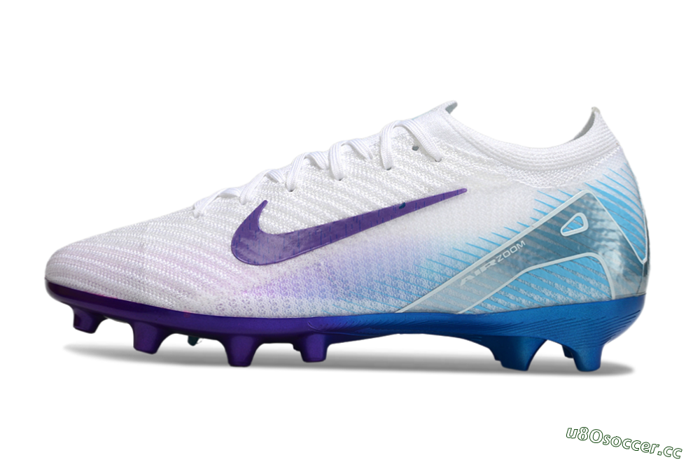 Men's Nike Air Zoom Mercurial Vapor 16 Elite AG Artificial Grass Low-Tops Football Boots - White/Purple/Jade 0