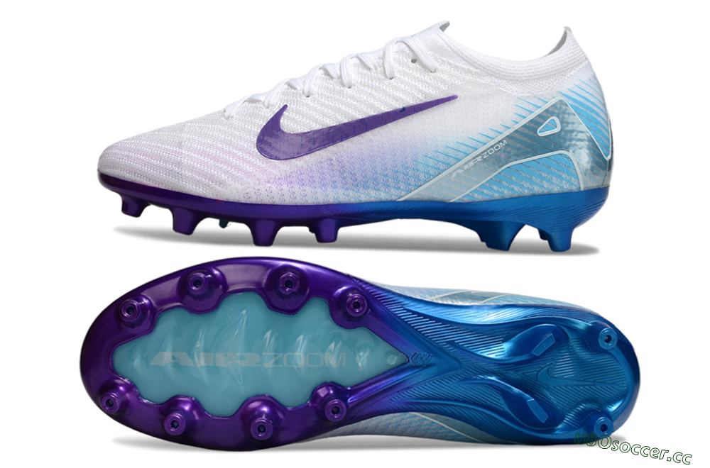 Men's Nike Air Zoom Mercurial Vapor 16 Elite AG Artificial Grass Low-Tops Football Boots - White/Purple/Jade 1
