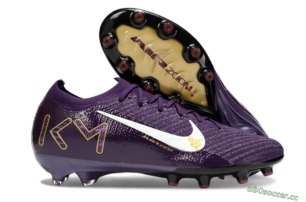 Men's Nike Air Zoom Mercurial Vapor 16 Elite AG Artificial Grass Low-Tops Football Boots - Purple/White/Gold 2