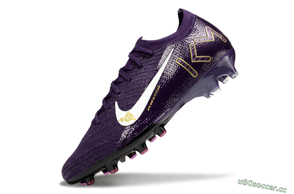Men's Nike Air Zoom Mercurial Vapor 16 Elite AG Artificial Grass Low-Tops Football Boots - Purple/White/Gold 5