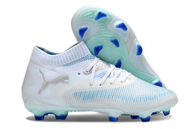 Men's Puma Future 8 Ultimate FG Firm Ground Low-Tops Football Boots - White/Blue/Silver