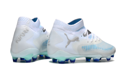 Men's Puma Future 8 Ultimate FG Firm Ground Low-Tops Football Boots - White/Blue/Silver