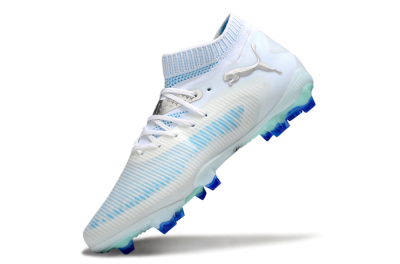 Men's Puma Future 8 Ultimate FG Firm Ground Low-Tops Football Boots - White/Blue/Silver