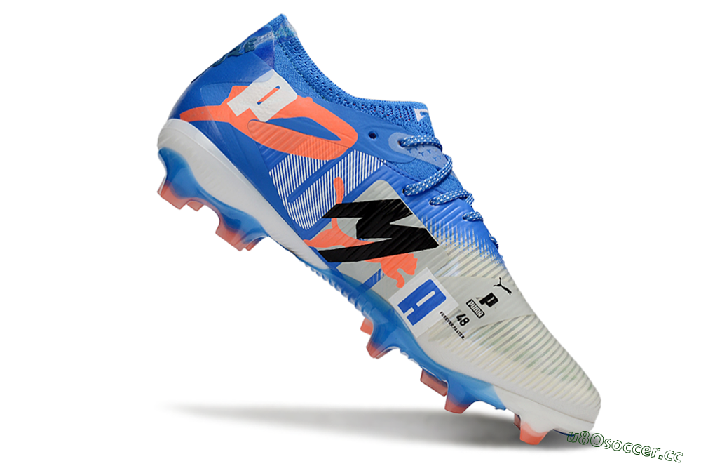 Men's Puma Future 8 Ultimate FG Firm Ground Low-Tops Football Boots - Blue/Silver/Black 4