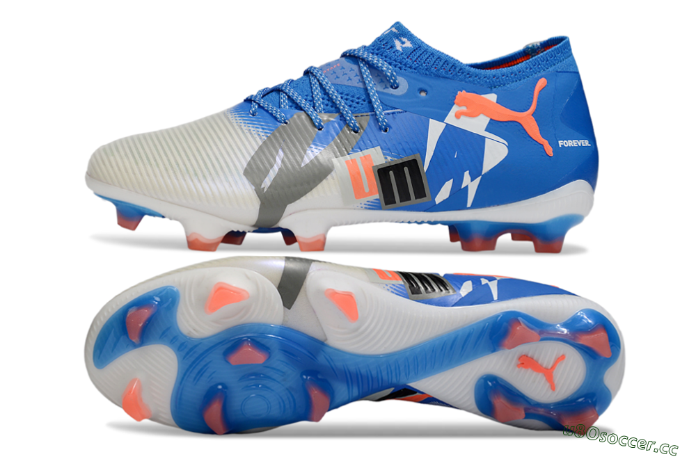 Men's Puma Future 8 Ultimate FG Firm Ground Low-Tops Football Boots - Blue/Silver/Black 1