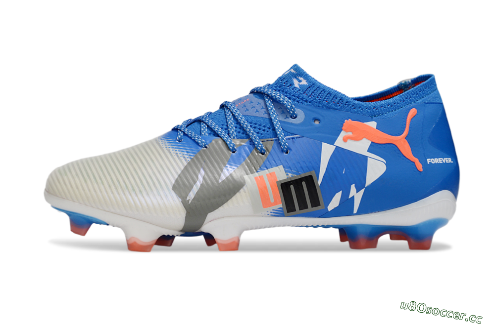 Men's Puma Future 8 Ultimate FG Firm Ground Low-Tops Football Boots - Blue/Silver/Black 0