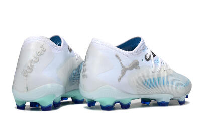 Men's Puma Future 8 Ultimate FG Firm Ground Low-Tops Football Boots - White/Blue/Silver
