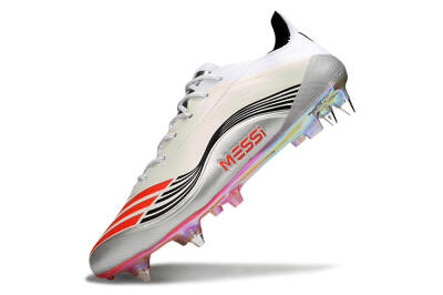 Men's Messi x Adidas Predator 25 Elite SG Soft Ground Low-Tops Football Boots - Silver/Black/Red