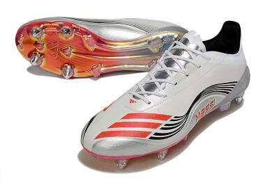 Men's Messi x Adidas Predator 25 Elite SG Soft Ground Low-Tops Football Boots - Silver/Black/Red