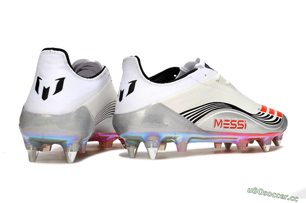 Men's Messi x Adidas Predator 25 Elite SG Soft Ground Low-Tops Football Boots - Silver/Black/Red 6