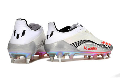 Men's Messi x Adidas Predator 25 Elite SG Soft Ground Low-Tops Football Boots - Silver/Black/Red