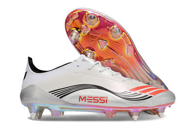 Men's Messi x Adidas Predator 25 Elite SG Soft Ground Low-Tops Football Boots - Silver/Black/Red