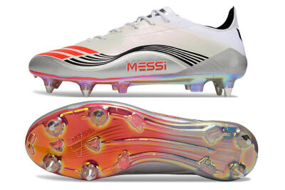 Men's Messi x Adidas Predator 25 Elite SG Soft Ground Low-Tops Football Boots - Silver/Black/Red