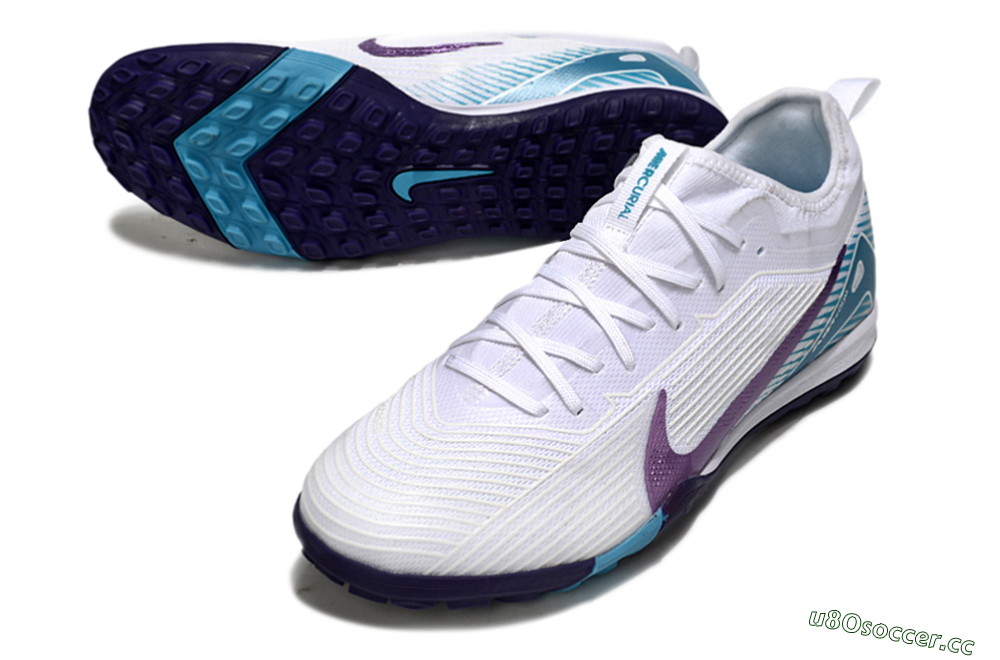 Men's Nike Air Zoom Mercurial Vapor 16 Elite TF Artificial Turf Low-Tops Football Shoes - White/Purple/Jade 3