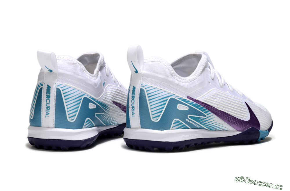 Men's Nike Air Zoom Mercurial Vapor 16 Elite TF Artificial Turf Low-Tops Football Shoes - White/Purple/Jade 6
