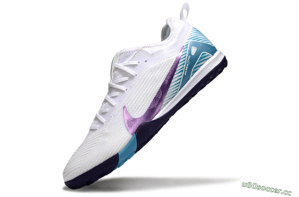 Men's Nike Air Zoom Mercurial Vapor 16 Elite TF Artificial Turf Low-Tops Football Shoes - White/Purple/Jade 5