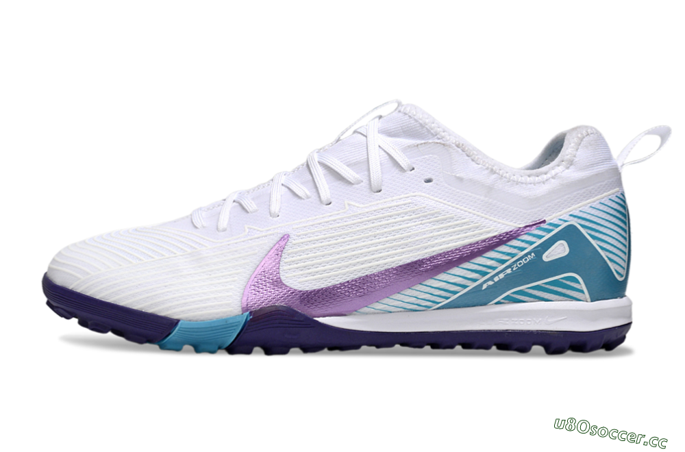 Men's Nike Air Zoom Mercurial Vapor 16 Elite TF Artificial Turf Low-Tops Football Shoes - White/Purple/Jade 0