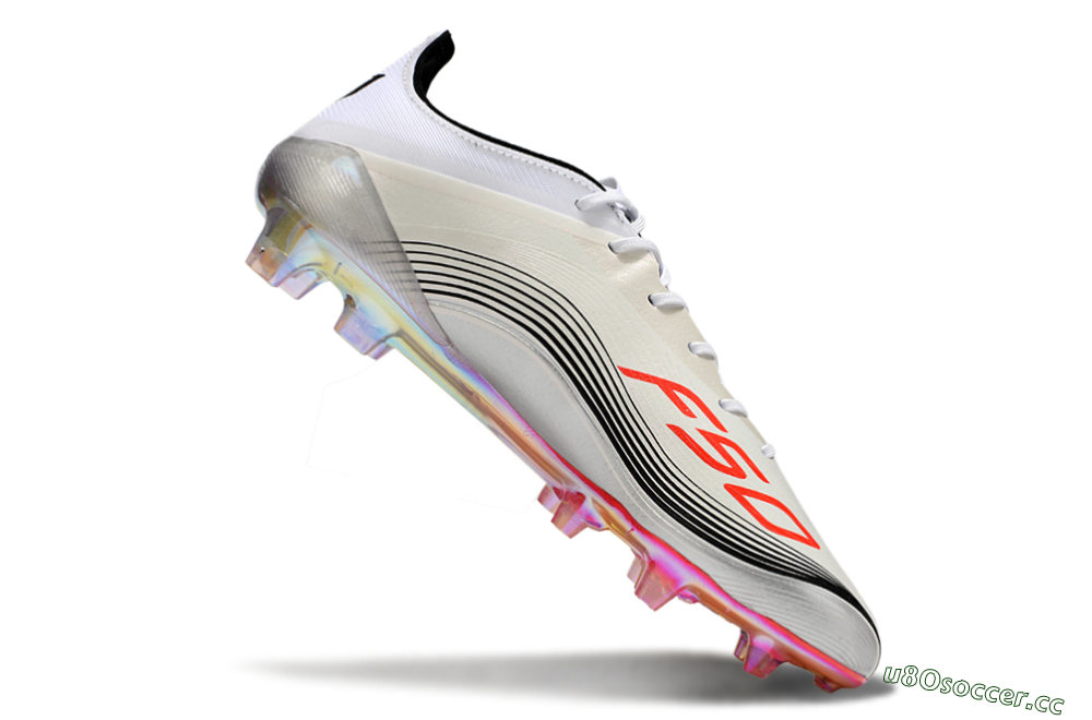 Men's Messi x Adidas Predator 25 Elite FG Firm Ground Low-Tops Football Boots - Silver/Black/Red 4