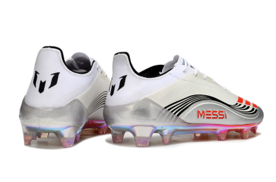Men's Messi x Adidas Predator 25 Elite FG Firm Ground Low-Tops Football Boots - Silver/Black/Red