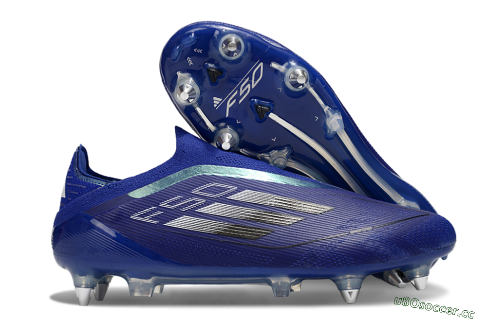 Men's Adidas F50 Elite Laceless SG Soft Ground Low-Tops Football Boots - Blue/Silver/Black 2