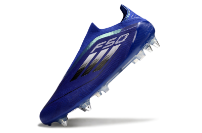 Men's Adidas F50 Elite Laceless SG Soft Ground Low-Tops Football Boots - Blue/Silver/Black
