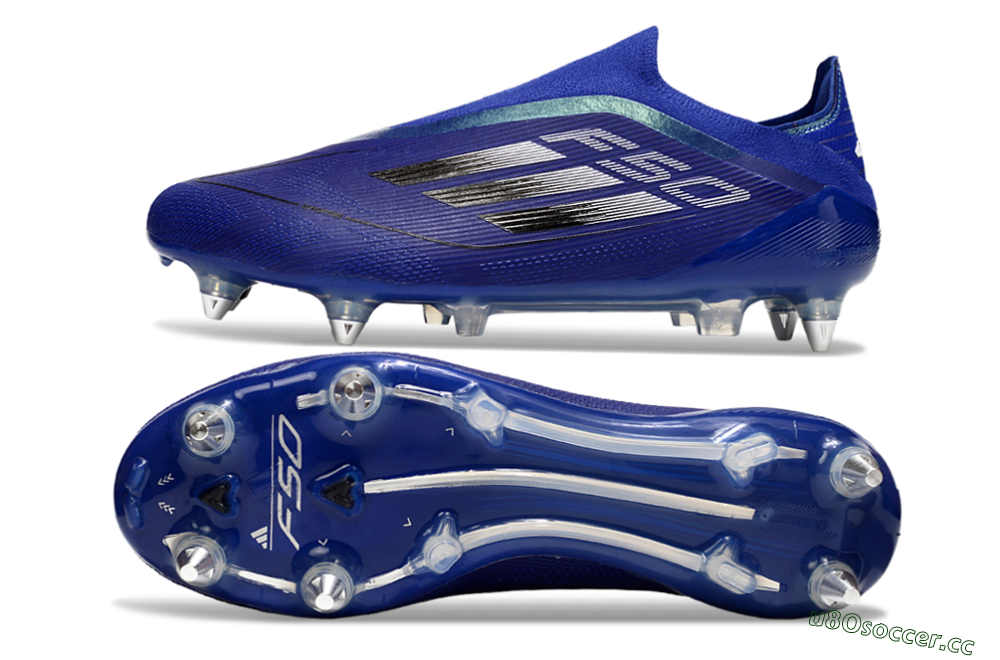 Men's Adidas F50 Elite Laceless SG Soft Ground Low-Tops Football Boots - Blue/Silver/Black 1