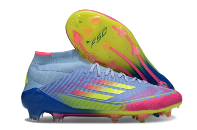 Men's Adidas F50 Elite Mid FG Firm Ground High-Tops Football Boots - Jade/Yellow/Pink