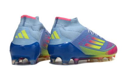 Men's Adidas F50 Elite Mid FG Firm Ground High-Tops Football Boots - Jade/Yellow/Pink