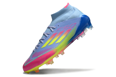 Men's Adidas F50 Elite Mid FG Firm Ground High-Tops Football Boots - Jade/Yellow/Pink