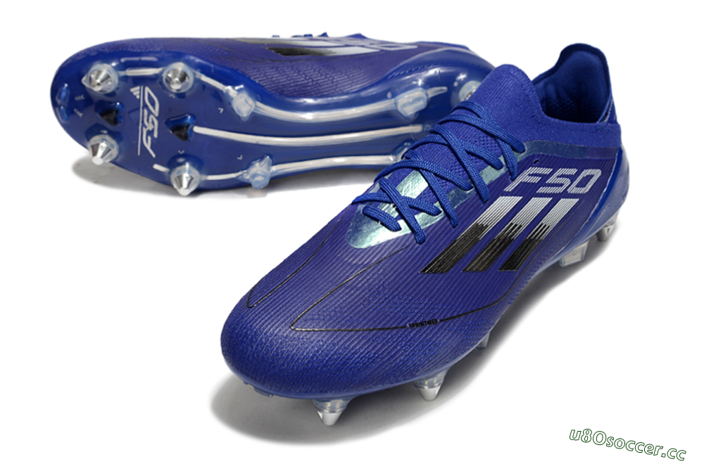 Men's Adidas F50 Elite SG Soft Ground Low-Tops Football Boots - Blue/Silver/Black 3