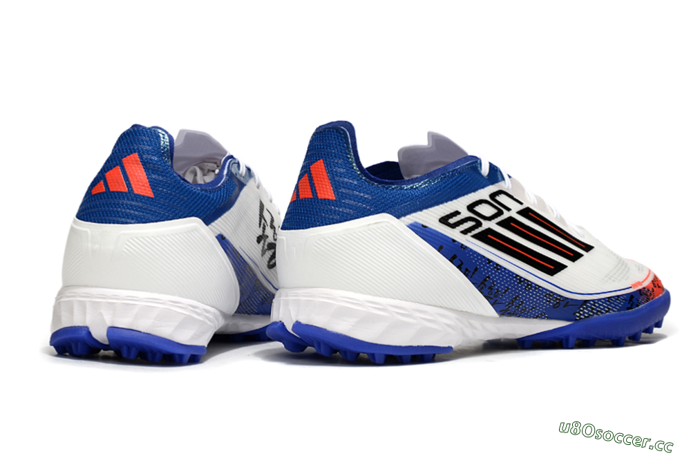 Men's Son x Adidas F50 Pro TF Artificial Turf Low-Tops Football Shoes - White/Black/Blue 6