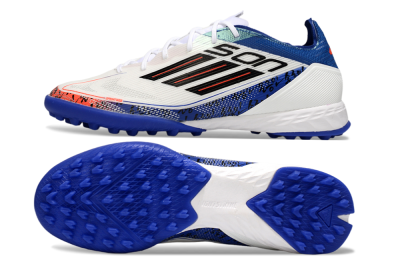 Men's Son x Adidas F50 Pro TF Artificial Turf Low-Tops Football Shoes - White/Black/Blue