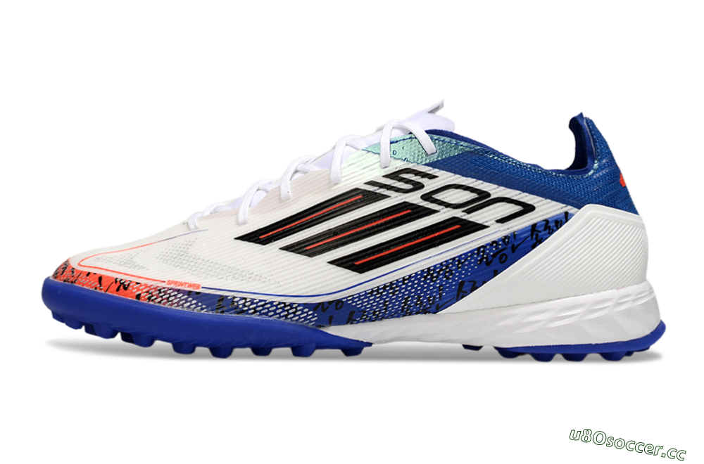 Men's Son x Adidas F50 Pro TF Artificial Turf Low-Tops Football Shoes - White/Black/Blue 0