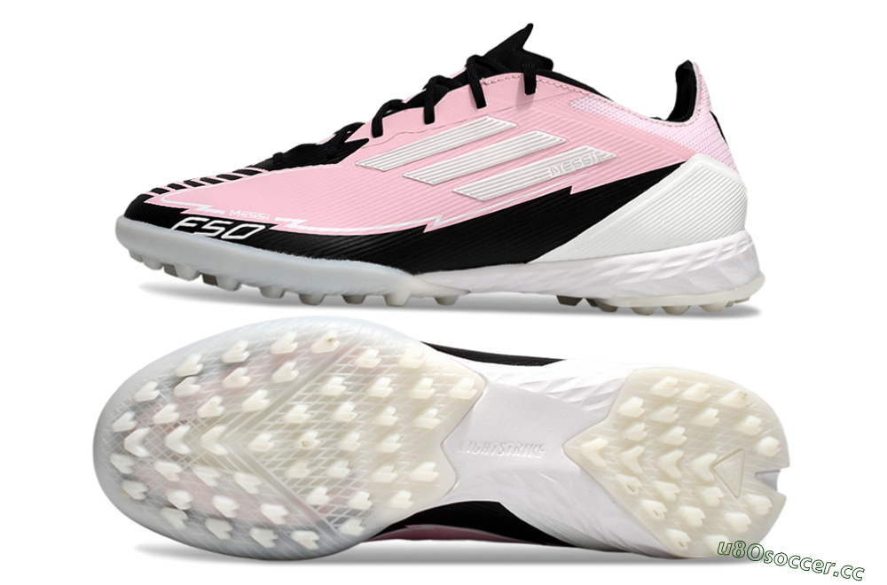 Men's Messi x Adidas F50 Pro TF Artificial Turf Low-Tops Football Shoes - Pink/White/Black 1