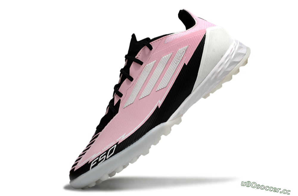 Men's Messi x Adidas F50 Pro TF Artificial Turf Low-Tops Football Shoes - Pink/White/Black 5