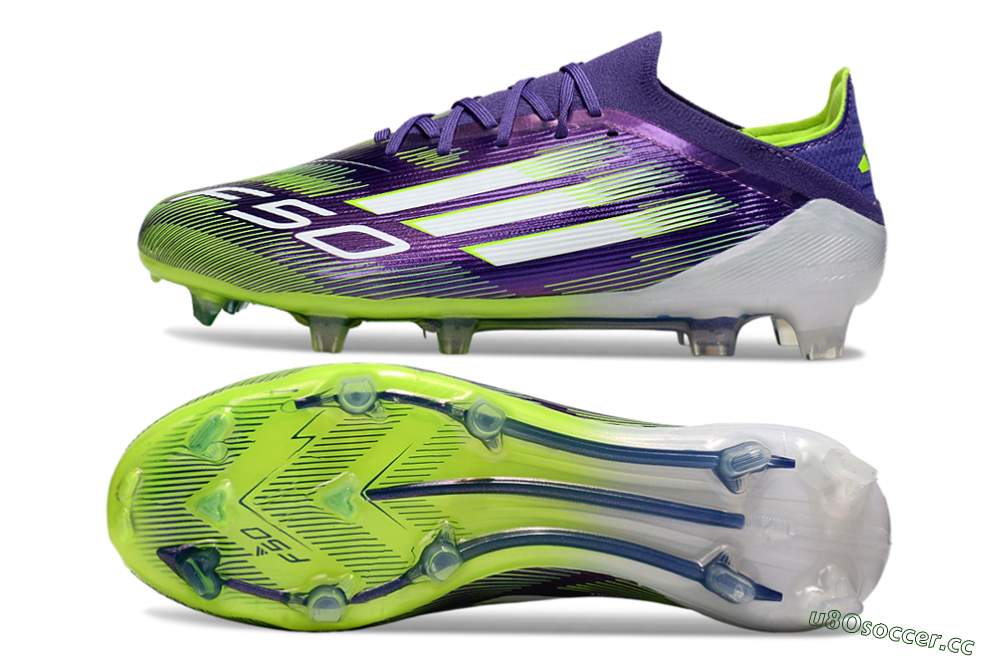 Men's Adidas F50 Elite FG Firm Ground Low-Tops Football Boots - Purple/White/Yellow 1
