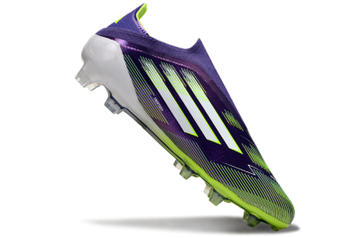 Men's Adidas F50 Elite Laceless FG Firm Ground Low-Tops Football Boots - Purple/White/Yellow