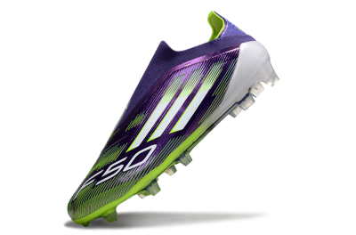 Men's Adidas F50 Elite Laceless FG Firm Ground Low-Tops Football Boots - Purple/White/Yellow