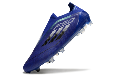 Men's Adidas F50 Elite Laceless FG Firm Ground Low-Tops Football Boots - Blue/Silver/Black