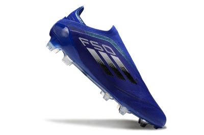 Men's Adidas F50 Elite Laceless FG Firm Ground Low-Tops Football Boots - Blue/Silver/Black