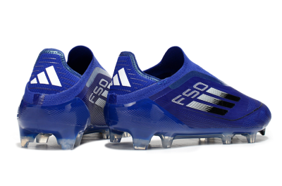 Men's Adidas F50 Elite Laceless FG Firm Ground Low-Tops Football Boots - Blue/Silver/Black