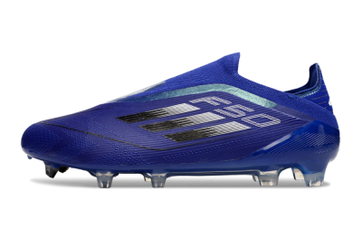 Men's Adidas F50 Elite Laceless FG Firm Ground Low-Tops Football Boots - Blue/Silver/Black