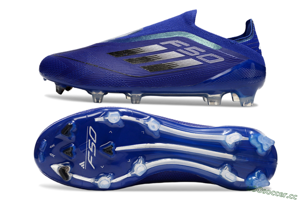 Men's Adidas F50 Elite Laceless FG Firm Ground Low-Tops Football Boots - Blue/Silver/Black 1