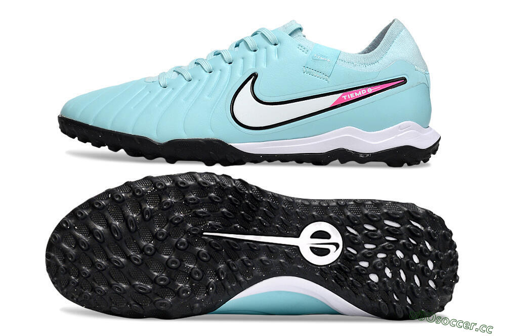 Men's Nike Tiempo Legend 10 Pro TF Artificial Turf Low-Tops Football Shoes - Jade/White/Pink 1