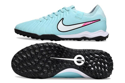 Men's Nike Tiempo Legend 10 Pro TF Artificial Turf Low-Tops Football Shoes - Jade/White/Pink